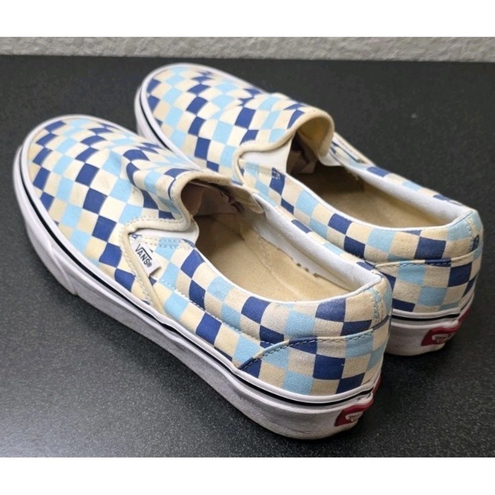 Vans CHECKERBOARD SLIP ON TOPAZ BLUE Sneaker Skate Y2K W8.5 M7 Shoe Retro - Picture 3 of 6